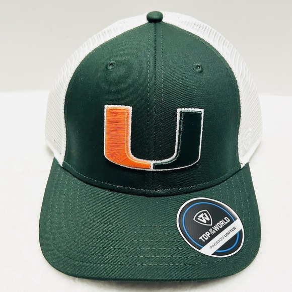 Top of the World Miami Hurricanes Trucker Hat Cap Adjustable Snap Green NCAA - Picture 2 of 5